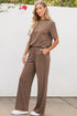 Casual Solid T Shirt Wide Leg Pant Set