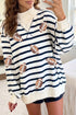 Striped Sequin Rugby Print Mock Neck Sweatshirt