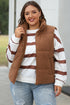 Textured Corduroy Stand Neck Zipped Puffer Vest