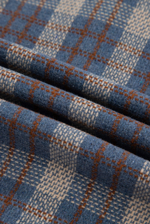 Western Patchwork Corduroy Collared Zip Up Plaid Shacket