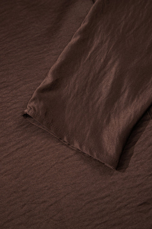 Braided V Neck Long Sleeve Wide Leg Pant Set