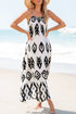 Abstract Geometric Pattern Sleeveless Flowy Maxi Dress