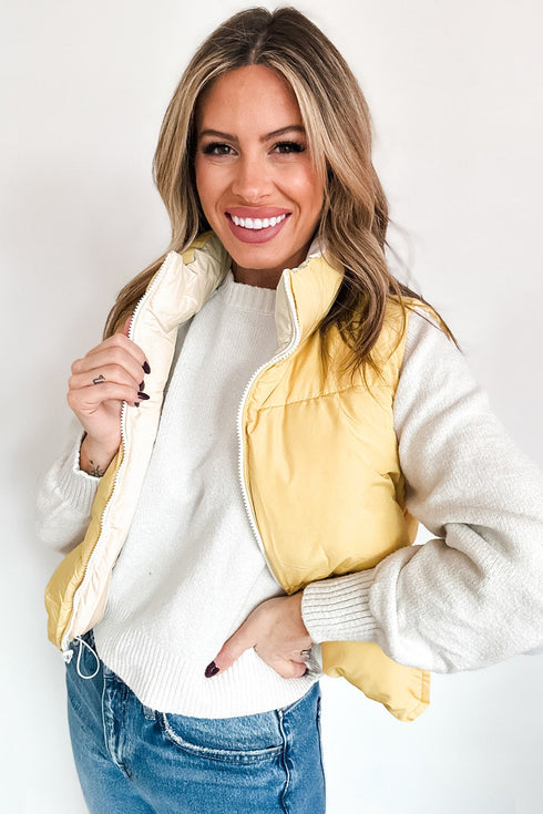 Reversible Stand Neck Zip Pocket Quilted Vest