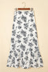 Bohemian Floral Print High Waist Ruffle Split Maxi Skirt