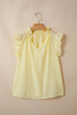 Cotton Blend Ruffle Trim V Neck Sleeveless Tank Top