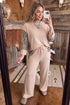 Leopard Print Ribbed Twist Long Sleeve Lounge Set