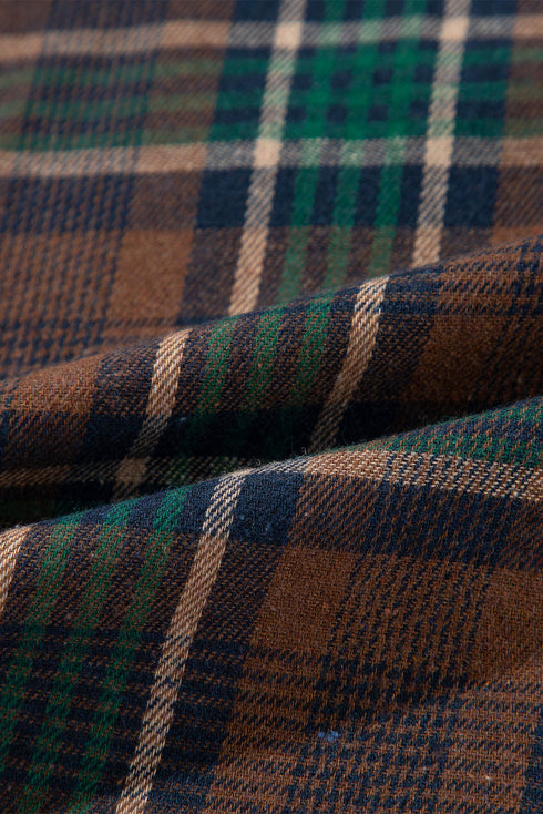 Western Plaid Print Buttoned Chest Pocket Shacket