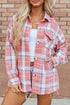 Western Plaid Flap Pocket Button Up Shacket