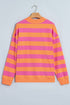 Stripe Print Mock Neck Relaxed Silhouette Sweatshirt