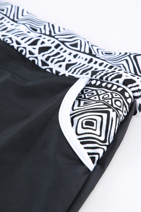 Sleeveless Geometric Print Zip Front Dress