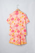 Pumpkin Print Pocket Placket Shell Button Lounge Set