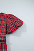 Plaid Knot Neck Short Sleeve Shift Midi Dress