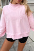 Stay Salty Embroidered Applique Mock Neck Pullover Sweatshirt