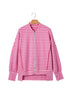Striped Zip Up Puff Sleeve Jacket Sweatshirt