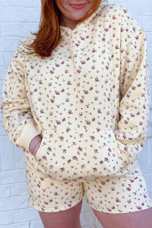 Floral Print Hooded Long Sleeve Loungewear Set