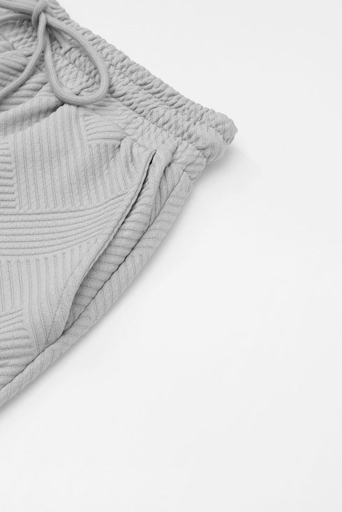 Textured Solid Loose Fit Wide Leg Pant Set