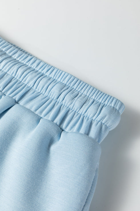 Active Half Zip Loose Short Sleeve Sweatshirt Short Sets