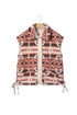 Geometric Print Fleece Metal Button Placket Shift Silhouette Vest