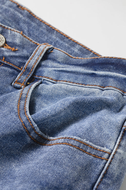Embroidered Western Flare Leg Detail Jeans