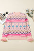 Fair Isle Patterned Faux Fur Cuff Knit Sweater
