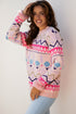 Fair Isle Patterned Faux Fur Cuff Knit Sweater