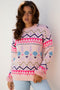 Fair Isle Patterned Faux Fur Cuff Knit Sweater