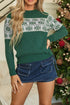 Fair Isle Snowflake Pattern Crew Neck Knit Sweater