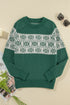 Fair Isle Snowflake Pattern Crew Neck Knit Sweater