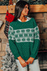 Fair Isle Snowflake Pattern Crew Neck Knit Sweater