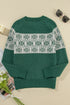 Fair Isle Snowflake Pattern Crew Neck Knit Sweater