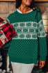 Fair Isle Snowflake Pattern Crew Neck Knit Sweater