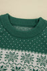 Fair Isle Snowflake Pattern Crew Neck Knit Sweater