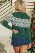 Fair Isle Snowflake Pattern Crew Neck Knit Sweater