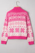 Fair Isle Snowflake Pattern Quarter Zip Pullover Sweater