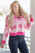 Fair Isle Snowflake Pattern Quarter Zip Pullover Sweater