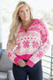 Fair Isle Snowflake Pattern Quarter Zip Pullover Sweater