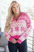 Fair Isle Snowflake Pattern Quarter Zip Pullover Sweater