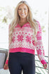 Fair Isle Snowflake Pattern Quarter Zip Pullover Sweater