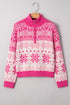 Fair Isle Snowflake Pattern Quarter Zip Pullover Sweater