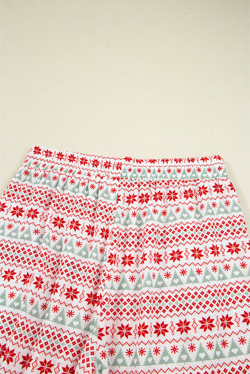 Fair Isle Snowflake Piped Notch Collar Pajama Set