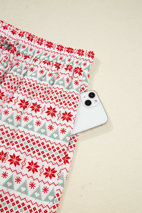 Fair Isle Snowflake Piped Notch Collar Pajama Set