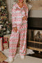 Fair Isle Snowflake Piped Notch Collar Pajama Set