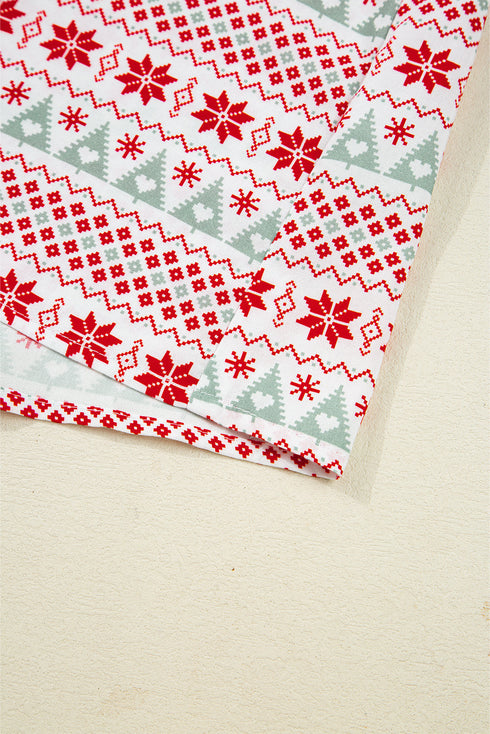 Fair Isle Snowflake Piped Notch Collar Pajama Set