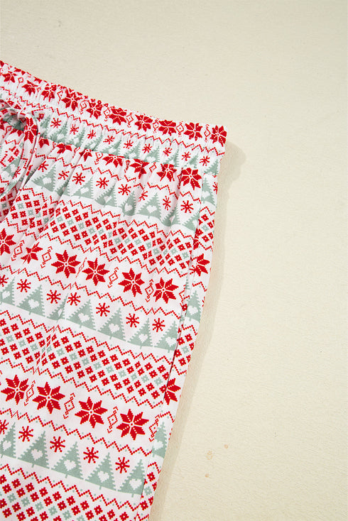 Fair Isle Snowflake Piped Notch Collar Pajama Set