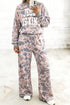 Faith Camo Slogan Long Sleeve Pullover Pant Set