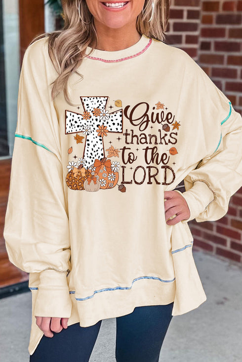 Faith Graphic Reverse Stitch Detail Oversized Pullover