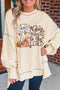 Faith Graphic Reverse Stitch Detail Oversized Pullover