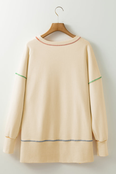 Faith Graphic Reverse Stitch Detail Oversized Pullover