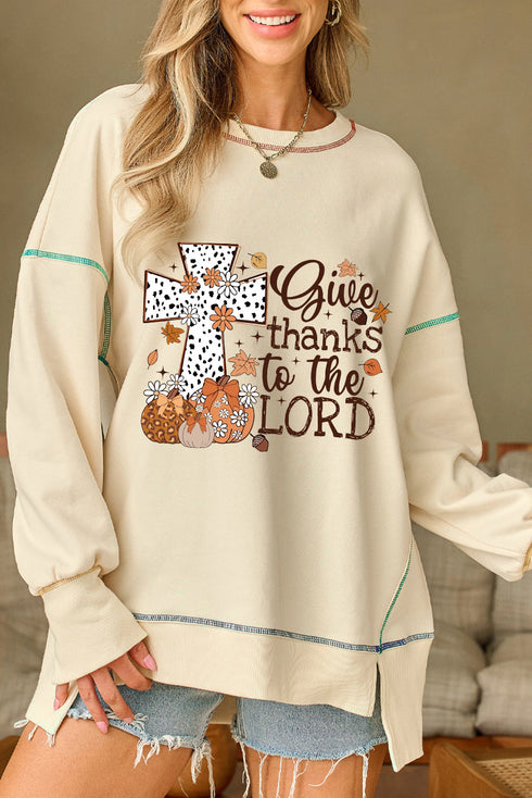 Faith Graphic Reverse Stitch Detail Oversized Pullover