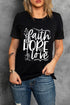 Faith Hope Love Inspirational Letter Print Graphic Tee